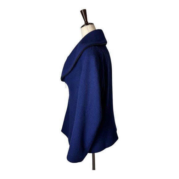 Lafayette 148 Jacket Women 6 Royal Blue Zipper Front Wool Blend Coat Luxury‎ - Picture 4 of 11